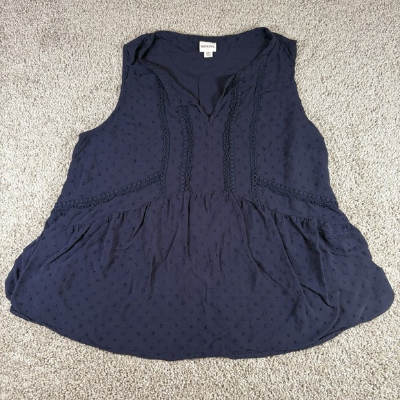 Merona Tops - Merona Womens Navy Blue Sleeveless Blouse Eyelet Lace Peplum Top XXL